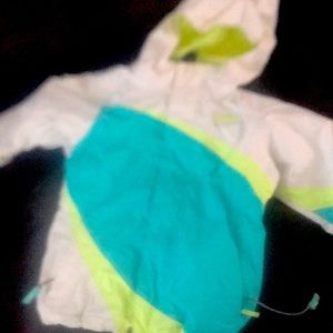 Green and white winter jacket